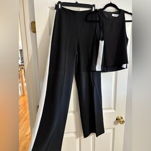 DO+BE Black Wide-Leg Pants with White Side Stripe